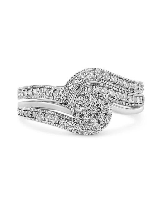 Haus of Brilliance Gray .925 Sterling Silver 1/3ct Cttw Multi-diamond Bypass Vintage-style Bridal Set Ring