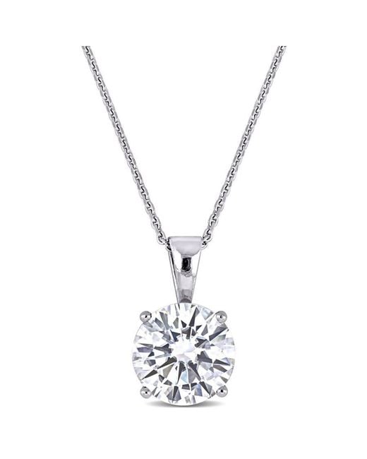 Amour Metallic 2 Ct Dew Created Moissanite Solitaire Pendant With Chain