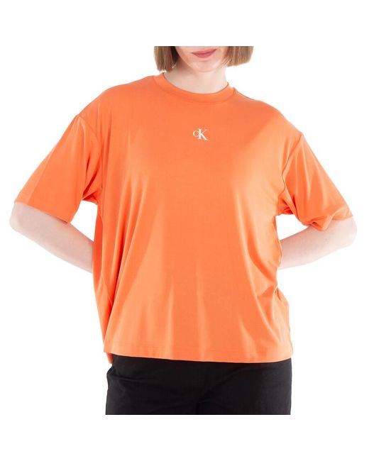 Calvin Klein Orange Back-Logo Printed Short Sleeves T-Shirt, Size X-Small