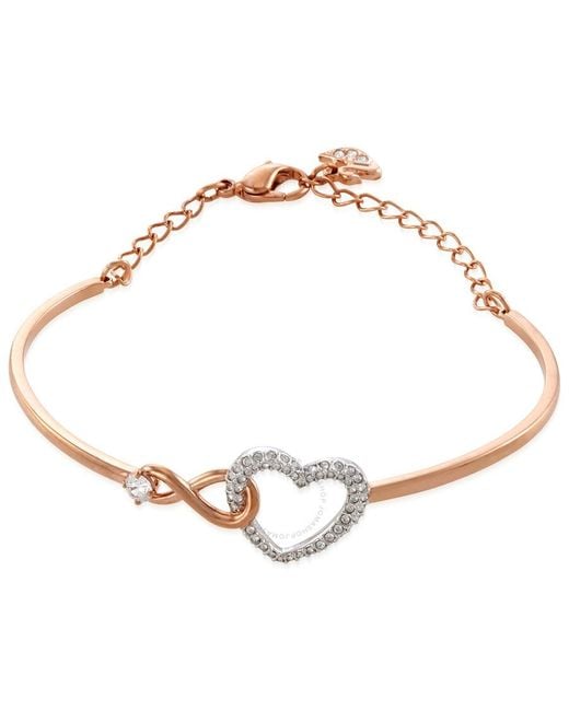 Swarovski Metallic Mixed Metal Finish Infinity Heart Adjustable Bangle