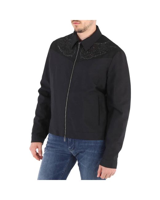 Roberto Cavalli Black Wool Mohair Bomber Jacket for men