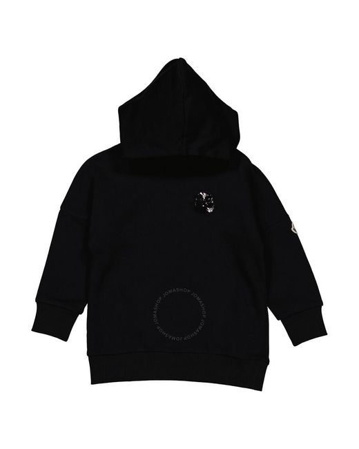 Moncler Black Girls Sequin Logo Hooded Jumper