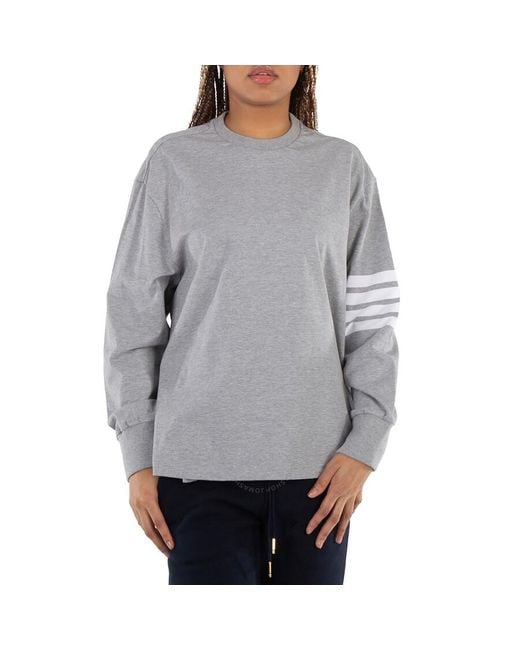 Thom Browne Gray 4-Bar Long-Sleeve Cotton Jersey Ruby T-Shirt, Brand Size 42 (Us