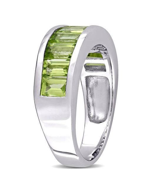 Amour Green 2 3/4 Ct Tgw Baguette-Cut Peridot Semi-Eternity Anniversary Band
