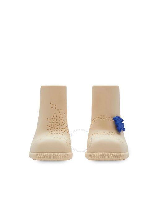 Burberry White Highland Equestrian Knight Square-Toe Mules, Brand Size 37 Us