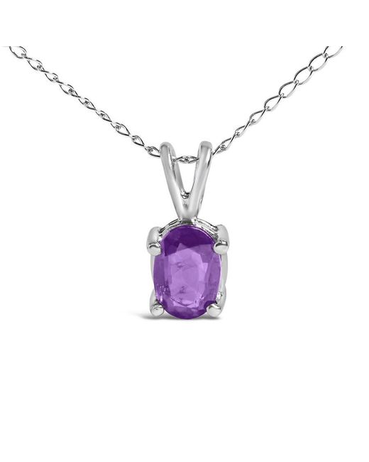 Haus of Brilliance Metallic 14K 6X4Mm Oval Shaped Amethyst Solitaire Pendant Necklace for men