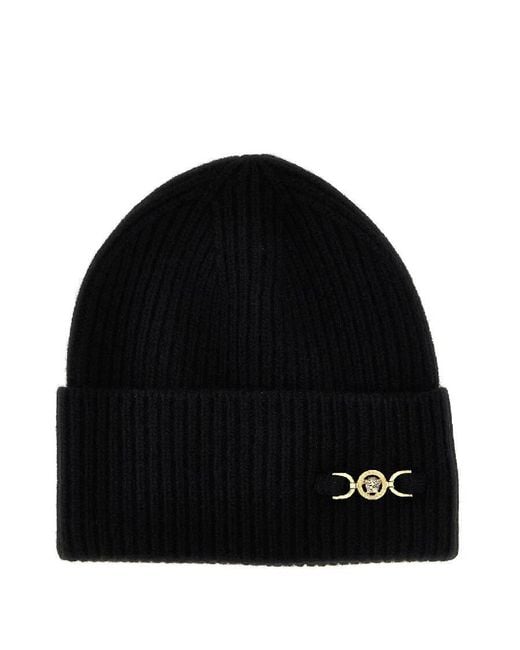 Versace Black Medusa 95 Medallion Knit Beanie