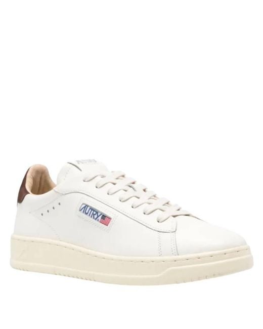 Autry White Dallas Leather Low-Top Sneakers, Brand Size 40 Us for men