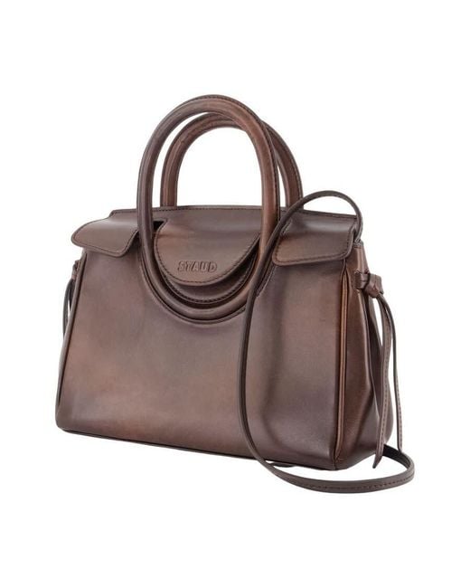 Staud Brown Maude Mini Carryall Top Handle Bag