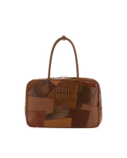 Miu Miu Brown Leather Shopping Bag