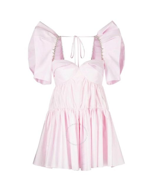 Area Pink Crystal Trim Poplin Mini Dress