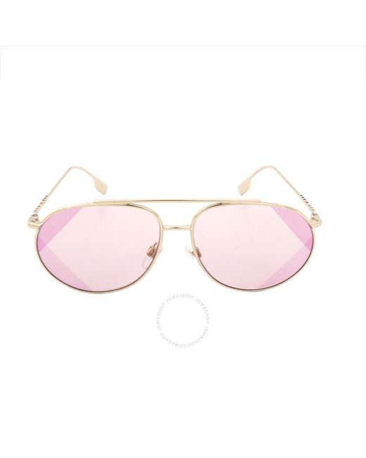 Burberry Alice Pink Uv Print Beige Aviator Sunglasses Be3138 110984 61