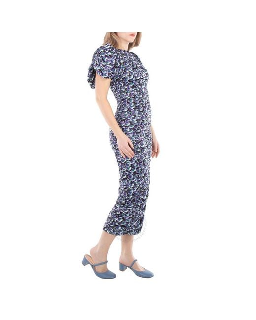 ROTATE BIRGER CHRISTENSEN Blue Ladies Tap Shoe Comb. Coated Jersey Puffy Dress, Brand Size 38 (Us