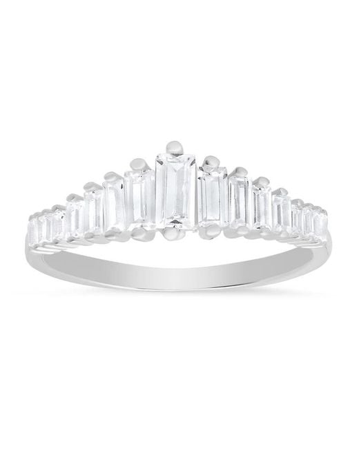 Kylie Harper White Sterling Art Deco Baguette-Cut Cz Ring