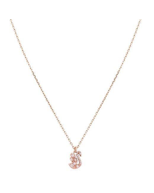 Swarovski Metallic Rose-Tone Plated Swan Pendant Necklace