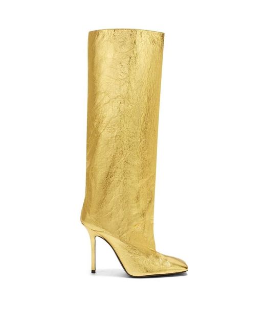 The Attico Yellow Ladies Sienna Crinkled Laminated 105 Mm Knee-High Boots, Brand Size 39 Us