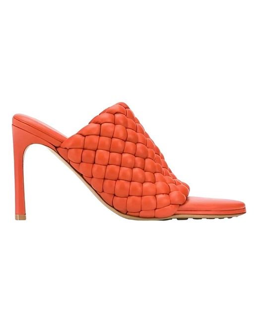 Bottega Veneta Red 105Mm Bv Curve Sandals