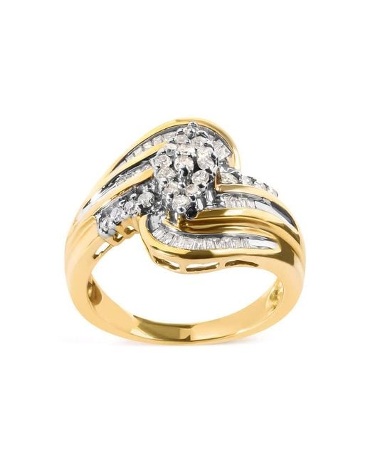Haus of Brilliance Metallic 10K 1/2 Cttw Diamond Pear Cluster And Swirl Ring (H-I Color, I1-I2 Clarity)