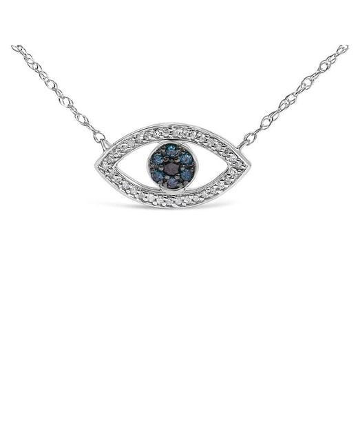Haus of Brilliance Metallic Sterling 1/4 Cttw And Diamond Evil Eye Necklace
