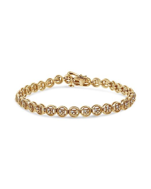 Haus of Brilliance Metallic 14k Yellow Gold Plated .925 Sterling Silver 1/10 Cttw Diamond Open Circle Wheel Link 7'' Tennis Bracelet