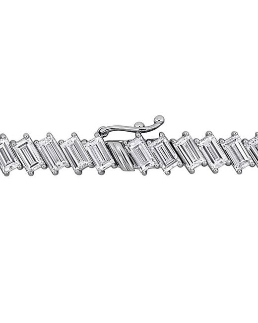 Created Forever Metallic 36 1/3 Ct Tw Emerald-Cut Lab-Grown Diamond Tennis Necklace