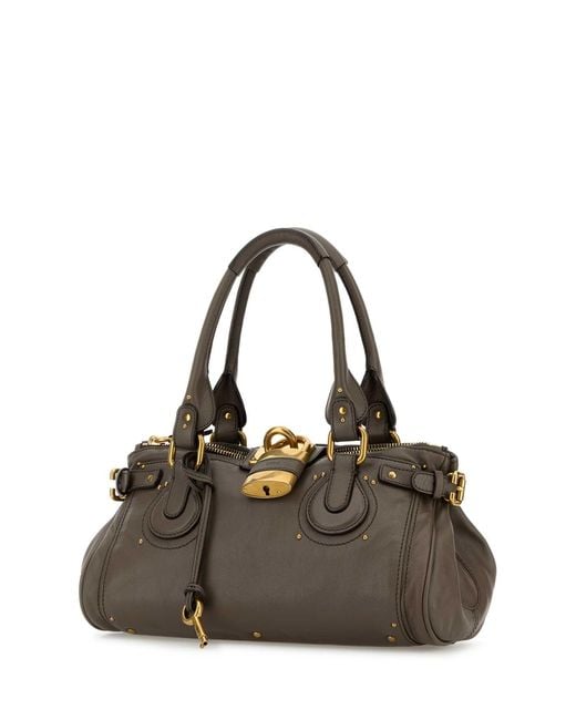 Chloé Gray Chlo Mud Leather Paddington Shoulder Bag