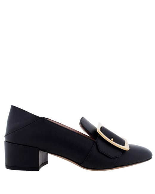 Bally Black Janelle Block-Heel Leather Pumps, Brand Size 36 Us