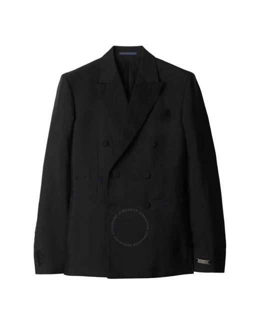 Burberry Black Double-Breasted Wool-Blend Blazer, Brand Size 48R (Us for men