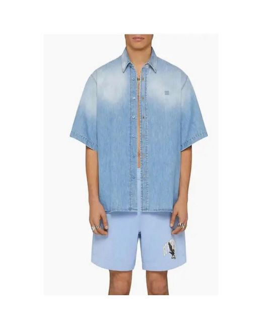 Givenchy Blue Short Sleeves Denim Shirt_Light