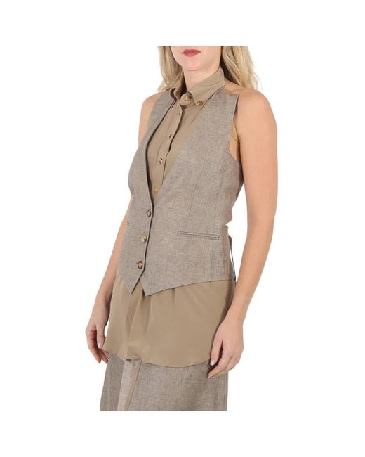 Burberry Natural Silk Shirt Detail Linen Remodeled Vest