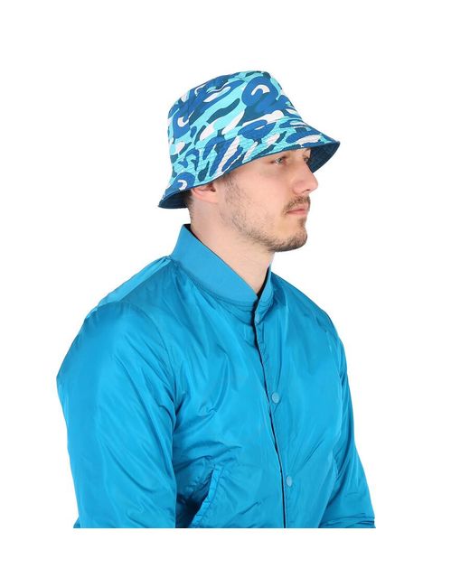 Gcds Blue Camouflage-print Bucket Hat for men