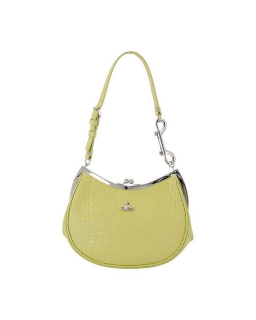 Vivienne Westwood Green Croc-Embossed Calfskin Shoulder Bag
