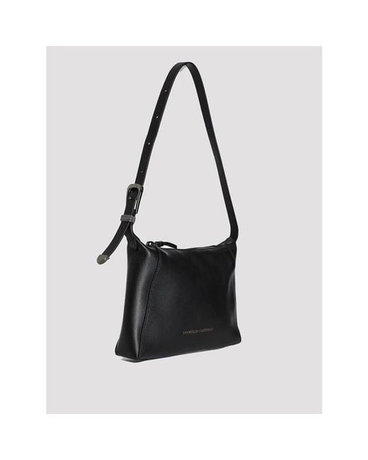 Brunello Cucinelli Black Leather Shoulder Bag