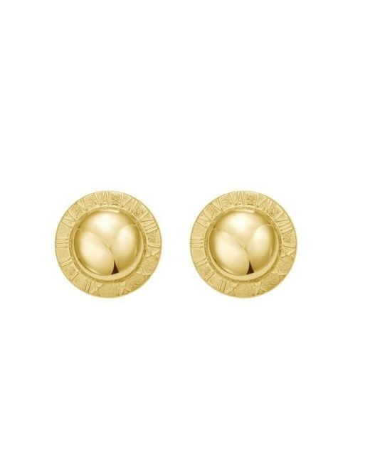 Tresorra Metallic 14K Roman Numeral Button Stud Earrings