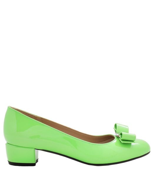 Ferragamo Green Vara Bow Pump Shoe