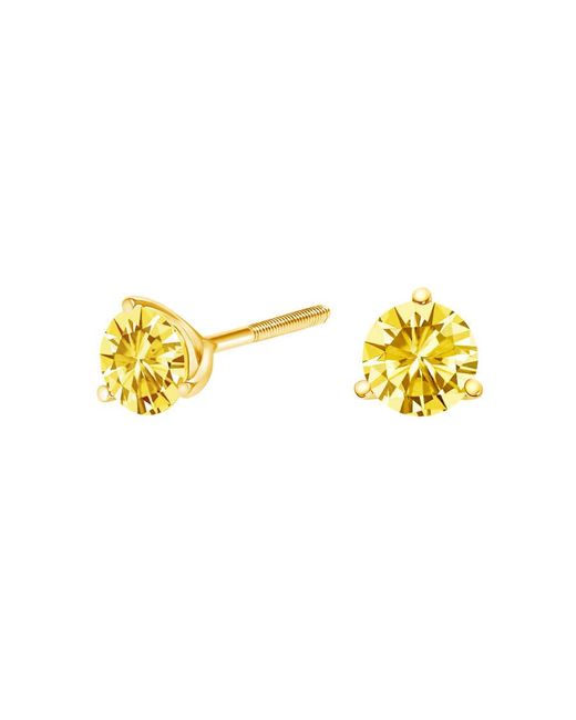 Haus of Brilliance Yellow 14K 3-Prong Martini Set 1.0 Cttw Lab Grown Diamond Solitaire Stud Earrings