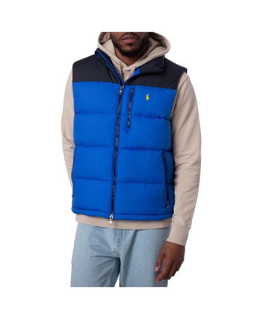 Polo Ralph Lauren Blue Gorham Color-Blocked Down Vest for men