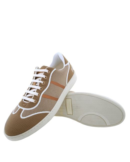 Ferragamo Brown Technical Fabric Low-Top Sneakers for men