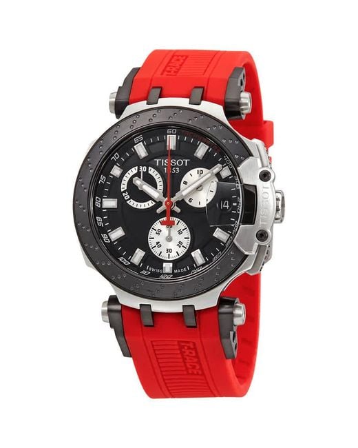 Tissot Red T-race Chronograph Quartz Black Dial Watch T1154172705100 for men