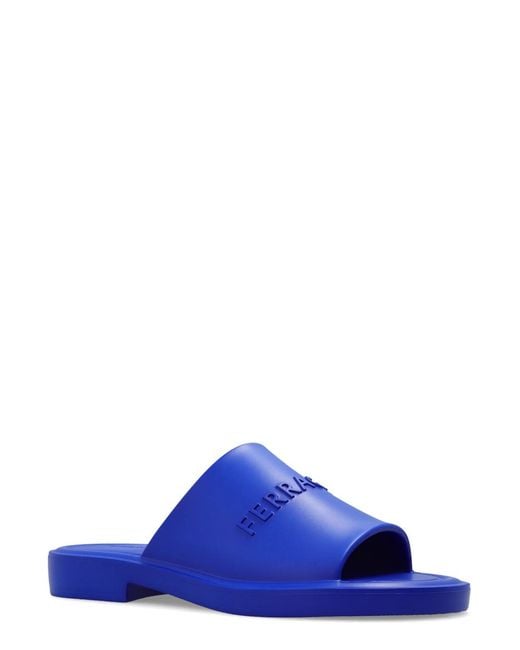 Ferragamo Blue Ferragamo Logo-Embossed Slip-On Sandals for men