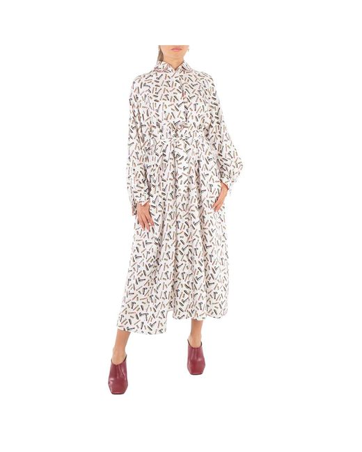 Max Mara White Ladies Rimmel Silk Shirt Dress