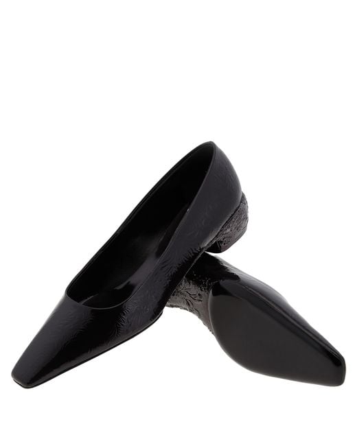 Ferragamo Black Riace Laminated Leather Pumps
