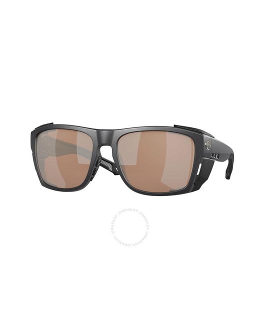 Costa Del Mar Brown King Tide 6 Copper Silver Mirror Polarized Glass Wrap Sunglasses 6s9112 911203 58 for men