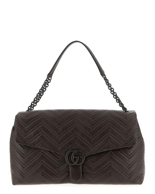 Gucci Black 'Gg Marmont' Large Shoulder Bag