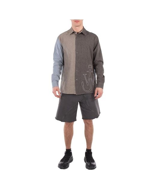 J.W. Anderson Gray Anchor Patchwork Classic-Fit Cotton Shirt for men