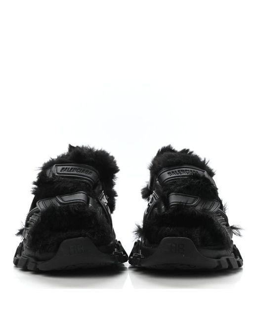 Balenciaga Black Faux-Fur Track Sandals