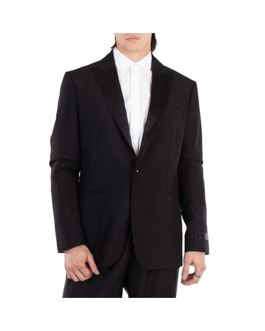 Versace Black Satin-Trim Single-Breasted Blazer, Brand Size 50 (Us for men