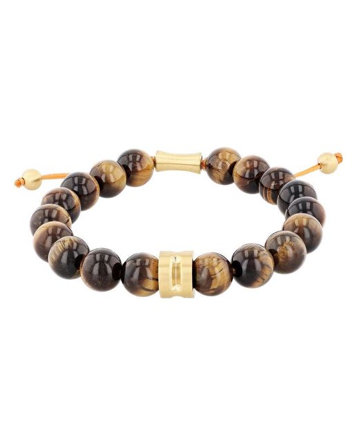 Robert Alton Metallic Stainless Steel Tiger Eye Bead Bolo Bracelet for men