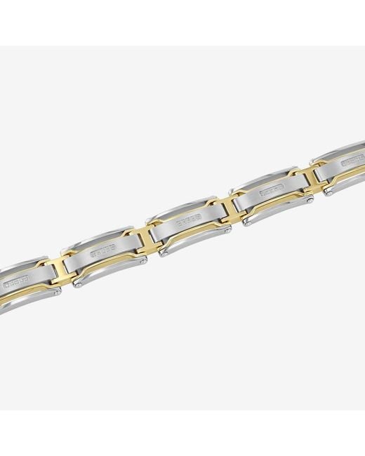 Robert Alton Metallic 1/6Ctw Diamond Stainless Steel Finish Link Bracelet for men