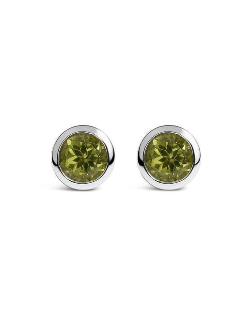 Haus of Brilliance Green 925 Sterling 6Mm Bezel Set Created Peridot Solitaire Stud Earrings